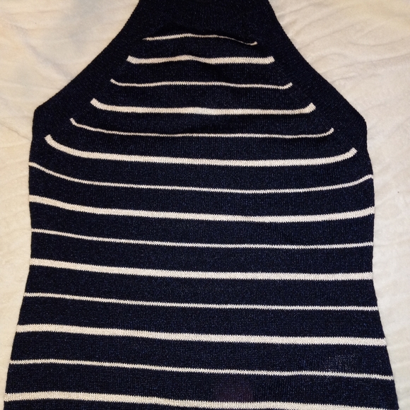 Massimo Dutti. Size M. Italian Silk. Navy and Cream. - Picture 2 of 5